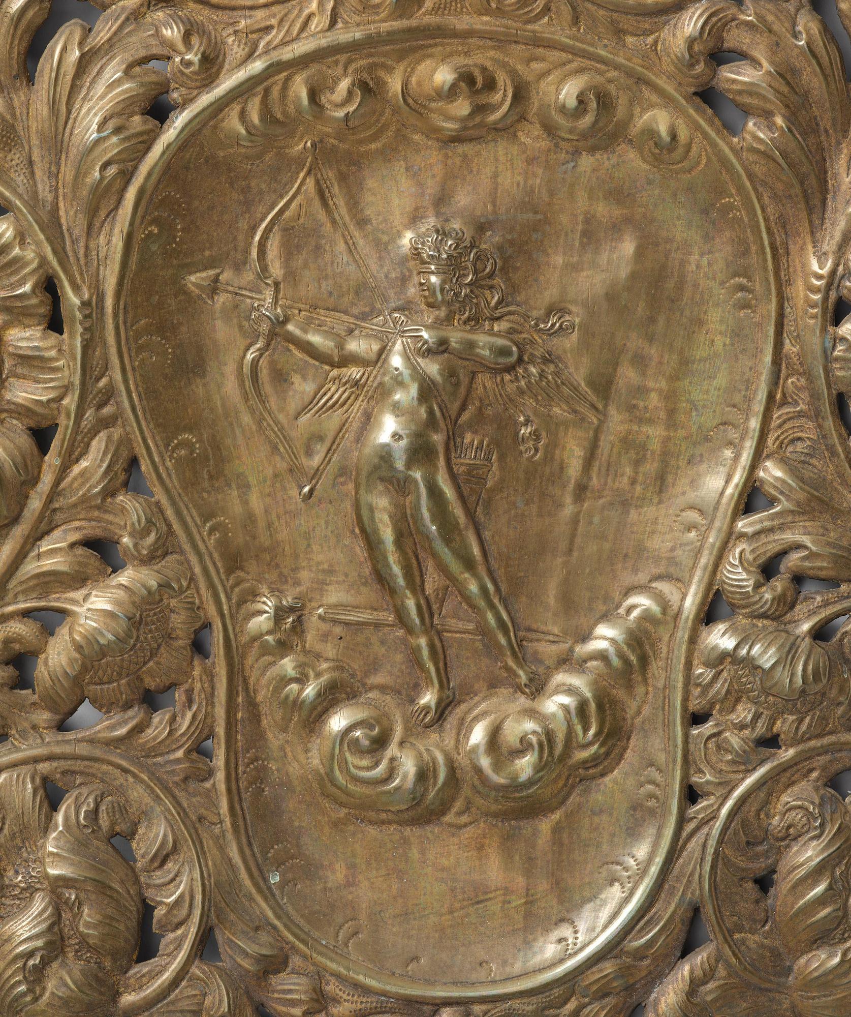 A set of four Swedish Baroque repoussé silvered brass reflector one-branch reflector plates, ca 1690-1700.