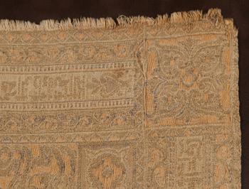 A Framed textile, partially with metallic thread, Ottoman around 1900.