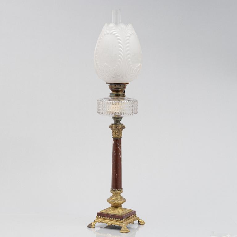 A kerosene lamp, circa 1900.