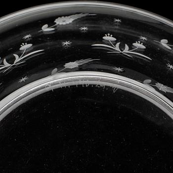 EDWARD HALD, SKÅL, glas, 1900-tal.