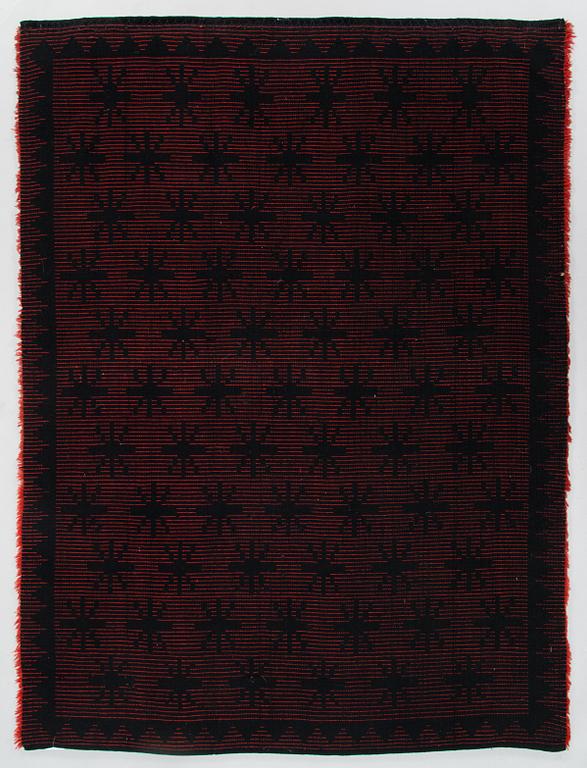 A late 19th Century Finnish folkart long pile ryijy-rug. Circa 190 x 145 cm.