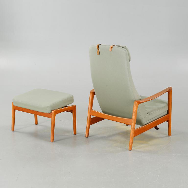 ALF SVENSSON, fåtölj med fotpall, Dux, Ljungs Industrier,  1950/60-tal.