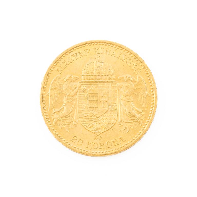 Gold coin, Hungary, 20 Korona, 1897.