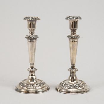 A pair of 19th century silver-plated candlesticks.