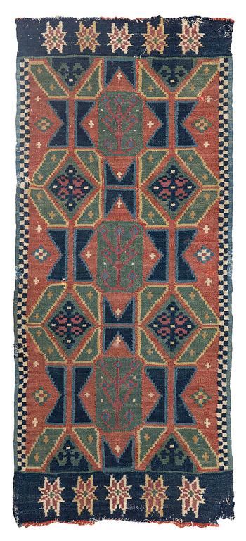 Åkdyna, "Träd och timglas", rölakan, ca 102 x 48 cm, Skytts eller Oxie härad, Skåne, 1700-talets sista kvartssekel.