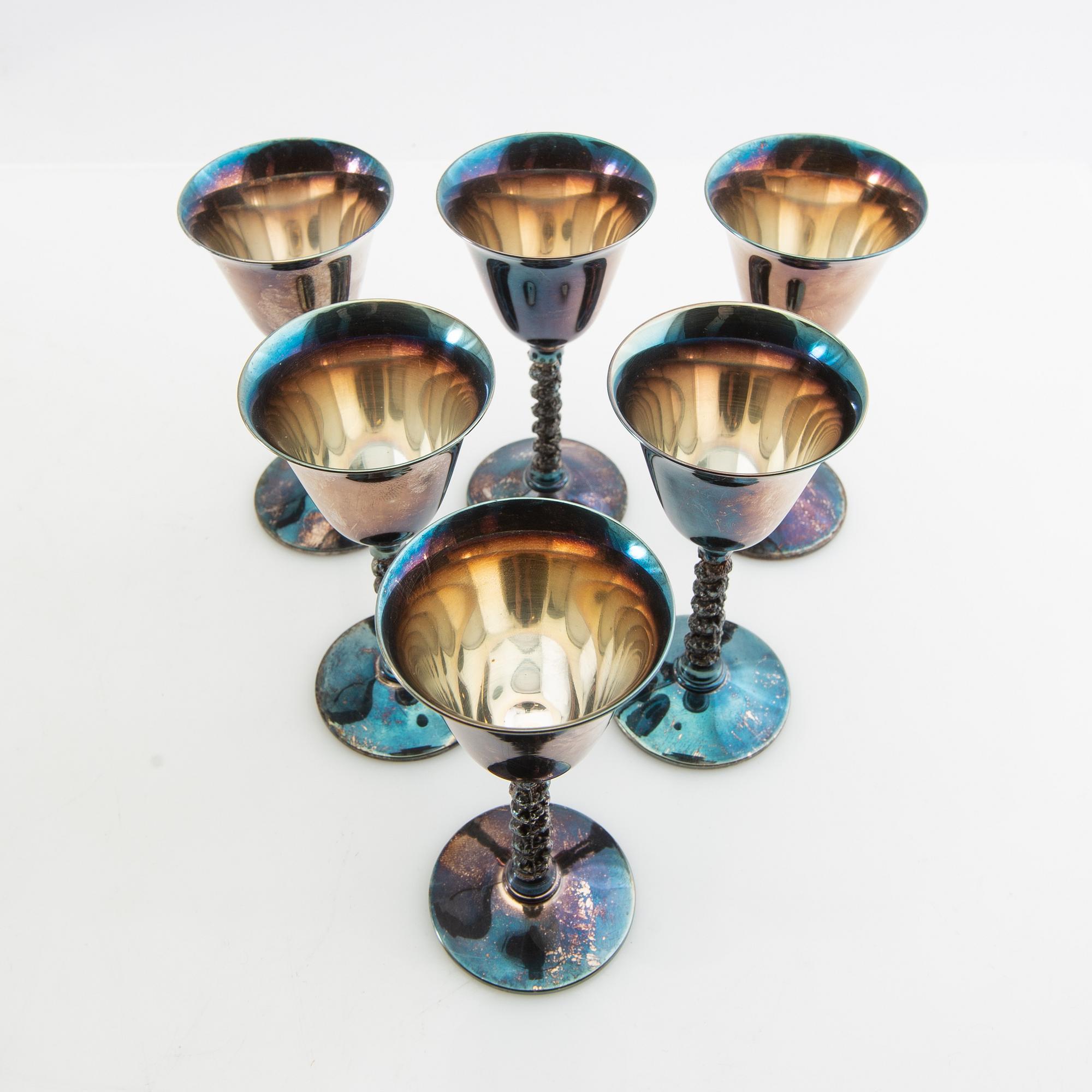 Cup 7+6 pcs first half of the 20th century, silver plate.