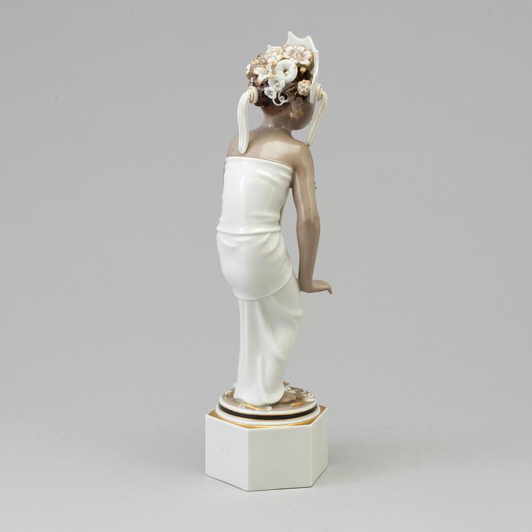 An Arno Malinowski porcelain figurine, 'Balinese dancer', for Royal Copenhagen, Denmark, 1940s.