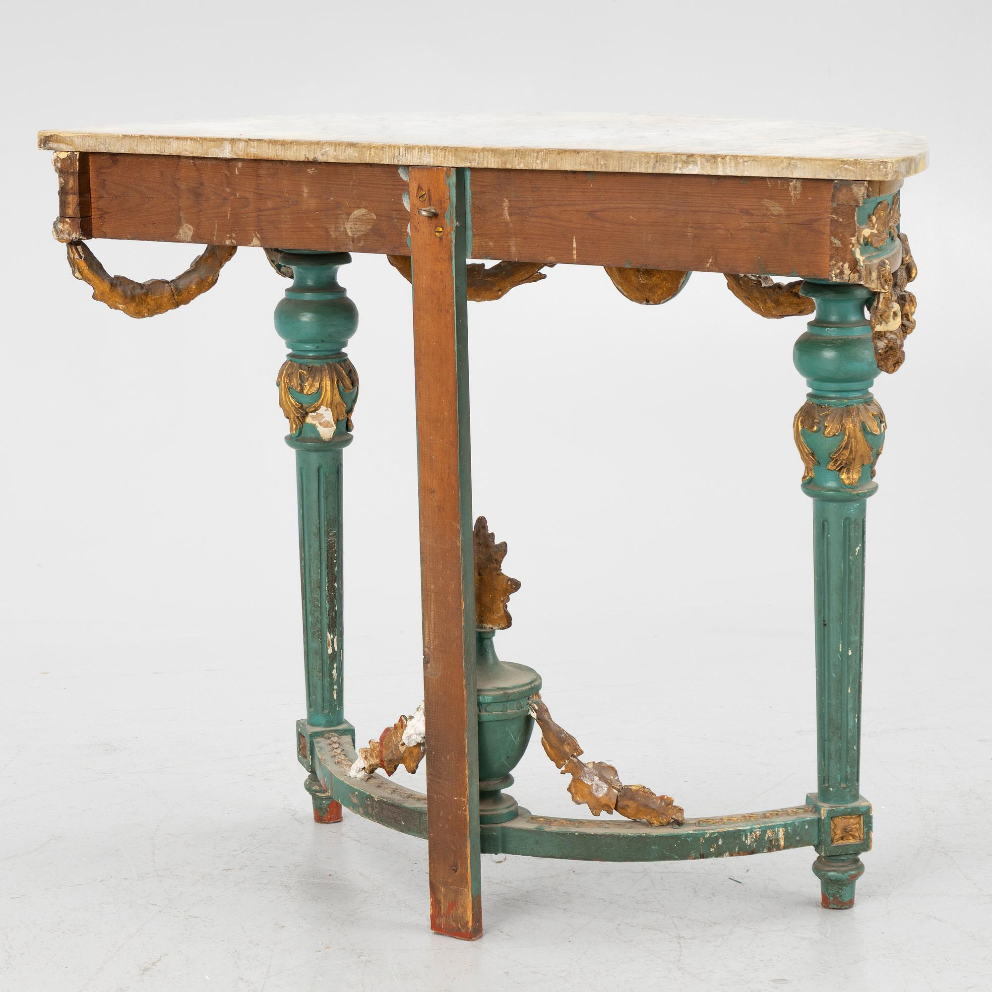 A Gustavian style console table, around 1900.