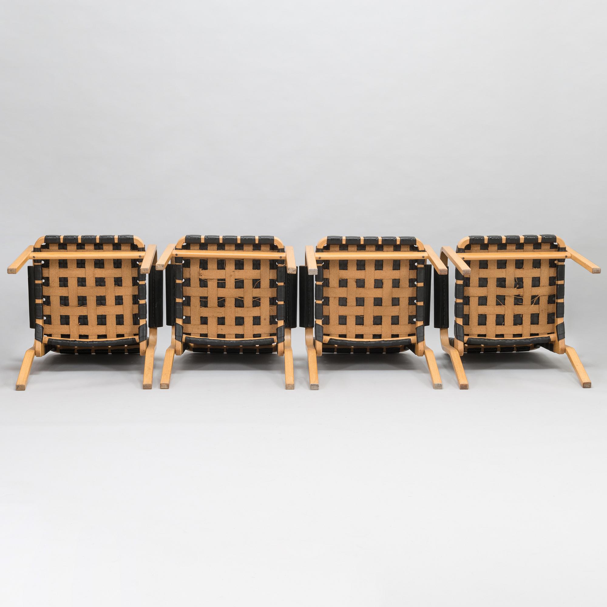 ALVAR AALTO, four late-20th-century '45' armchairs for Artek.
