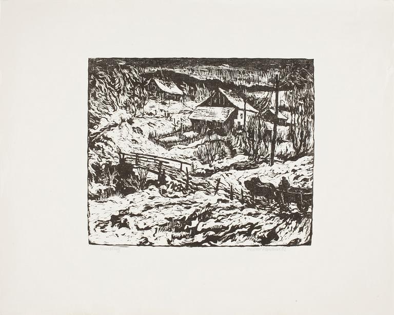HERBERT FLADERER, 2 st träsnitt, sign -52 resp -53.