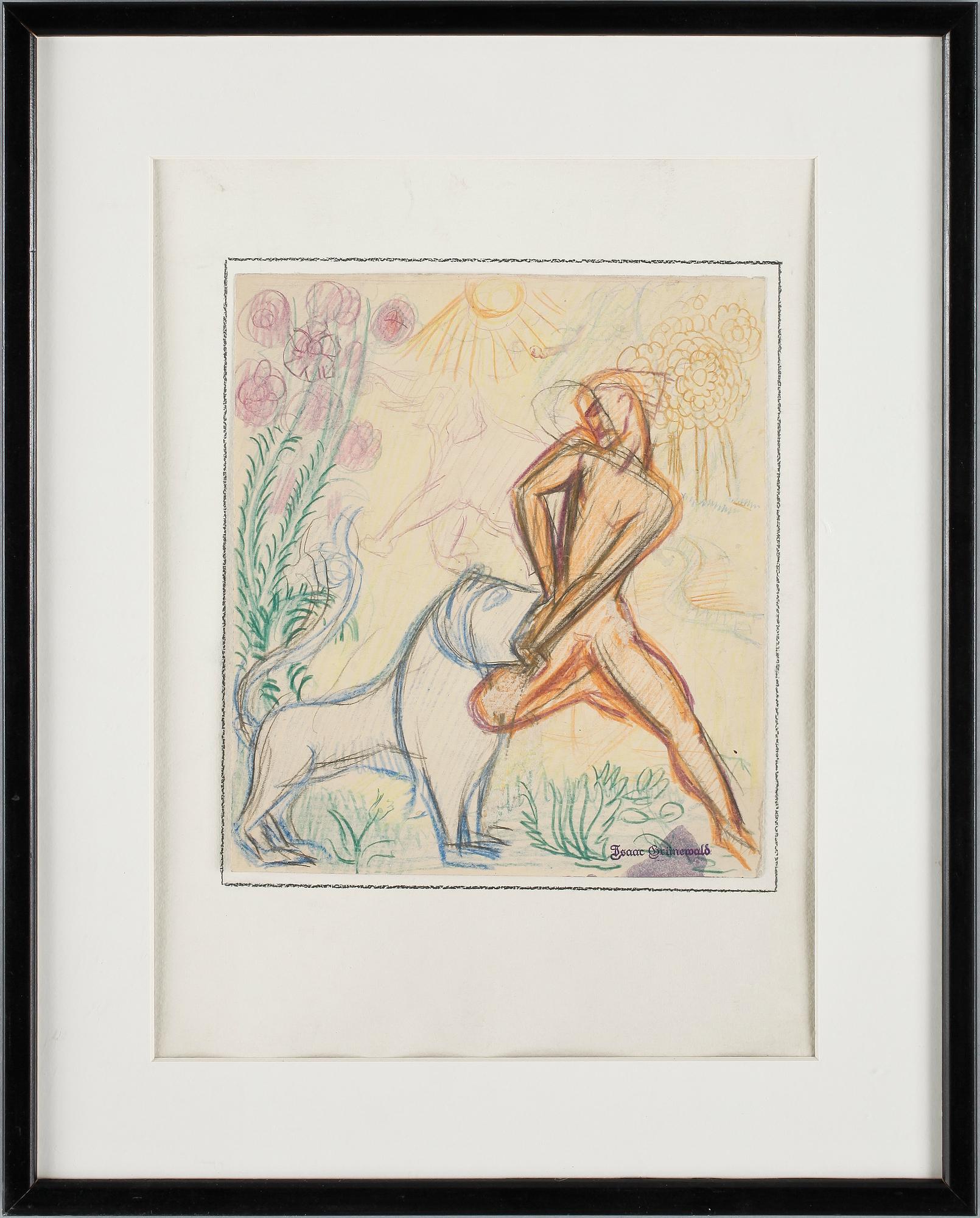 ISAAC GRÜNEWALD, krita på papper, stämpelsignerad.
