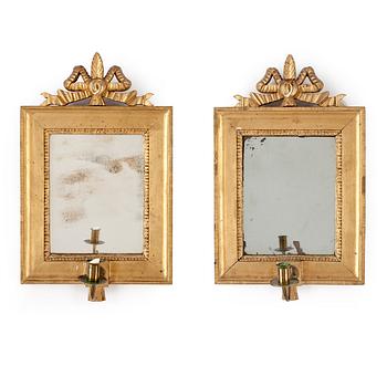 SPEGELLAMPETTER, ett par, Stockholms hallstämpel 1833.