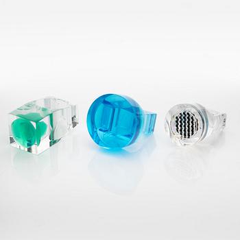 Siv Lagerström, three acrylic plastic rings, 1970s.