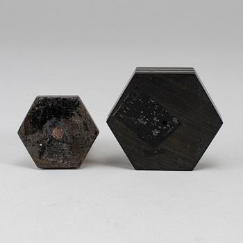 ERIC PIHLGREN, two saltcellars, art déco, silver and bakelite, 1930s.