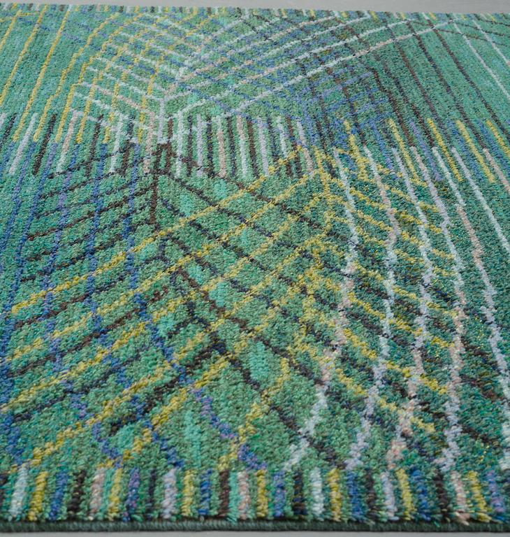 Barbro Nilsson, A CARPET, "Marina, grön", knotted pile, ca 210,5 x 148 cm, signed AB MMF BN.