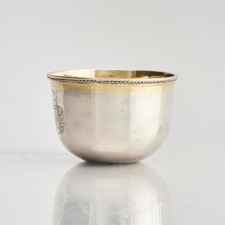 A Swedish 18th century parcel-gilt silver tumbler, mark of Petter Lund (active 1694-1736) Nyköping.