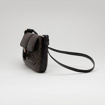 CÉLINE, a brown and black monogram canvas shoulder bag.