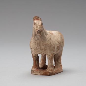 Three pottery scultpures of animals and a herdsman, Tang dynasty (618-906).