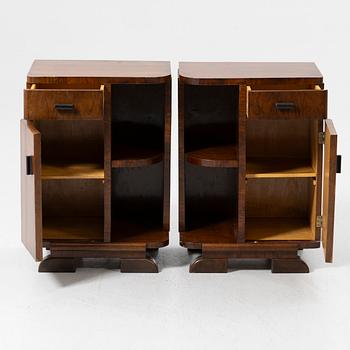 Bedside tables, a pair, in the Art Deco style, mid-20th century.