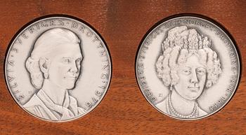 Leo Holmgren, medaljer 7 st  "Drottningar ur huset Bernadotte" silver Sporrong 1978 numread 27/1000.