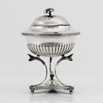 Sockerskål med lock, empire, silver, av Stephan Nöblin Ystad, 1825.