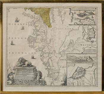 A partly coloured map, dated 1729.