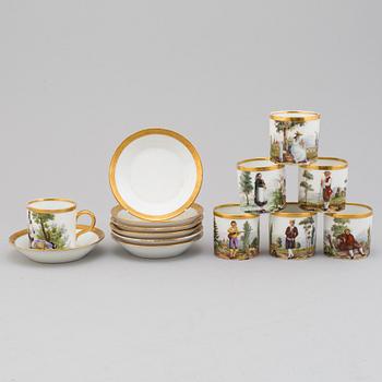 7 empire porcelaine coffee cups, early 19th century.