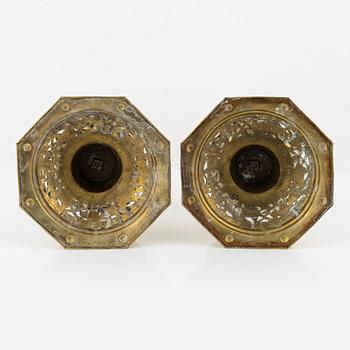 A pair of 19th century Baroque style brass candel sticks.