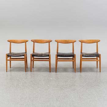 Hans J Wegner, stolar, 4 st, modell W2, CM Madsens fabriker, Haarby, Danmark.