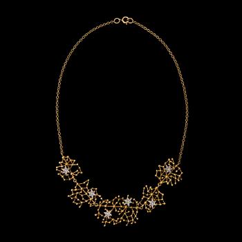 NECKLACE, "Tähtitaivas", 8/8 cut diamonds, 14K gold. Kultakeskus 1974.