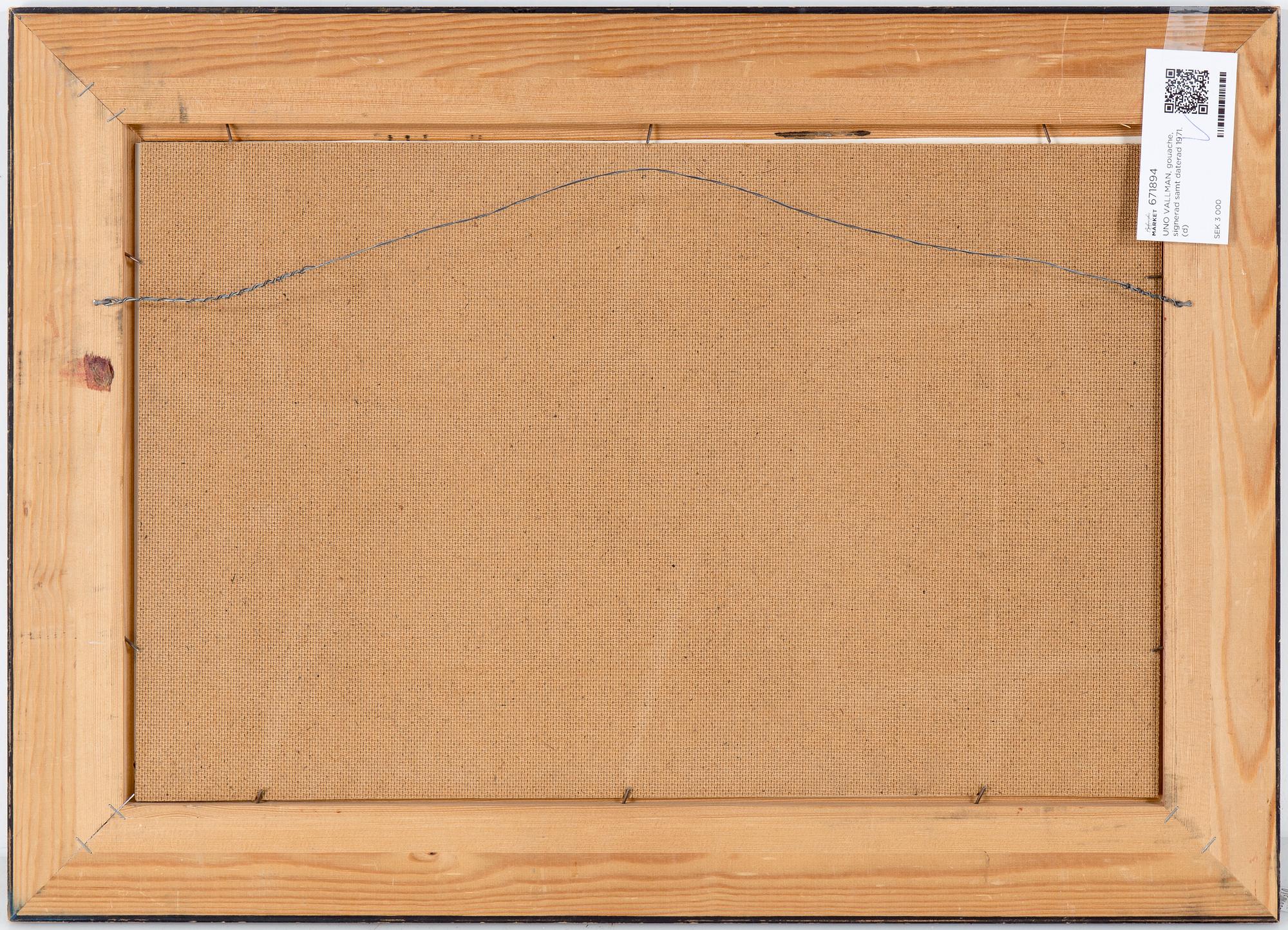UNO VALLMAN, gouache, signerad samt daterad 1971.
