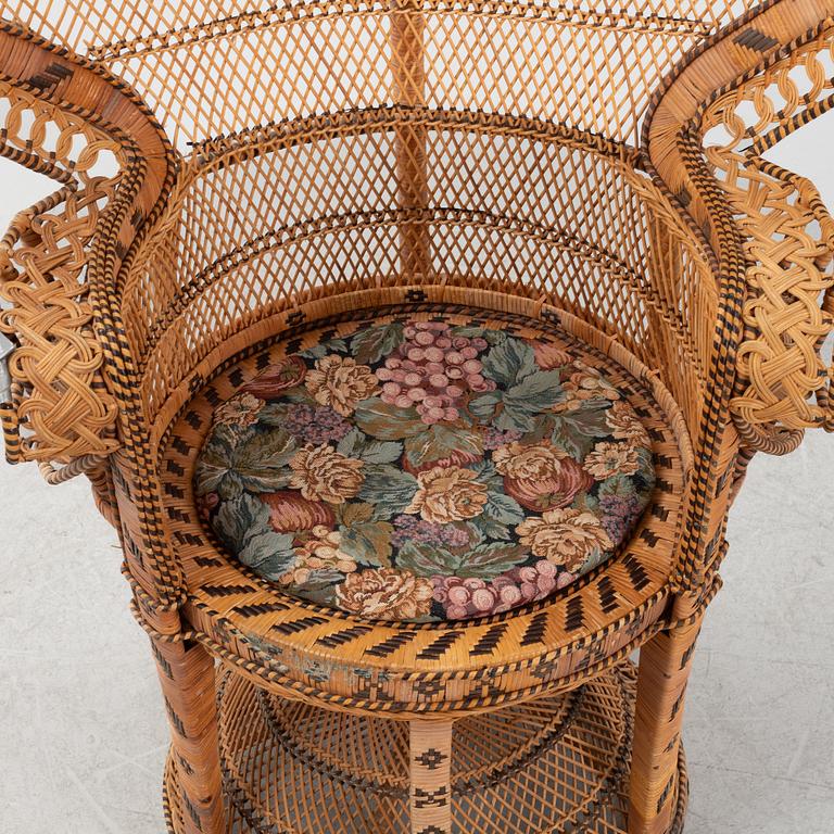 A peacock rattan chair, 20th Century.