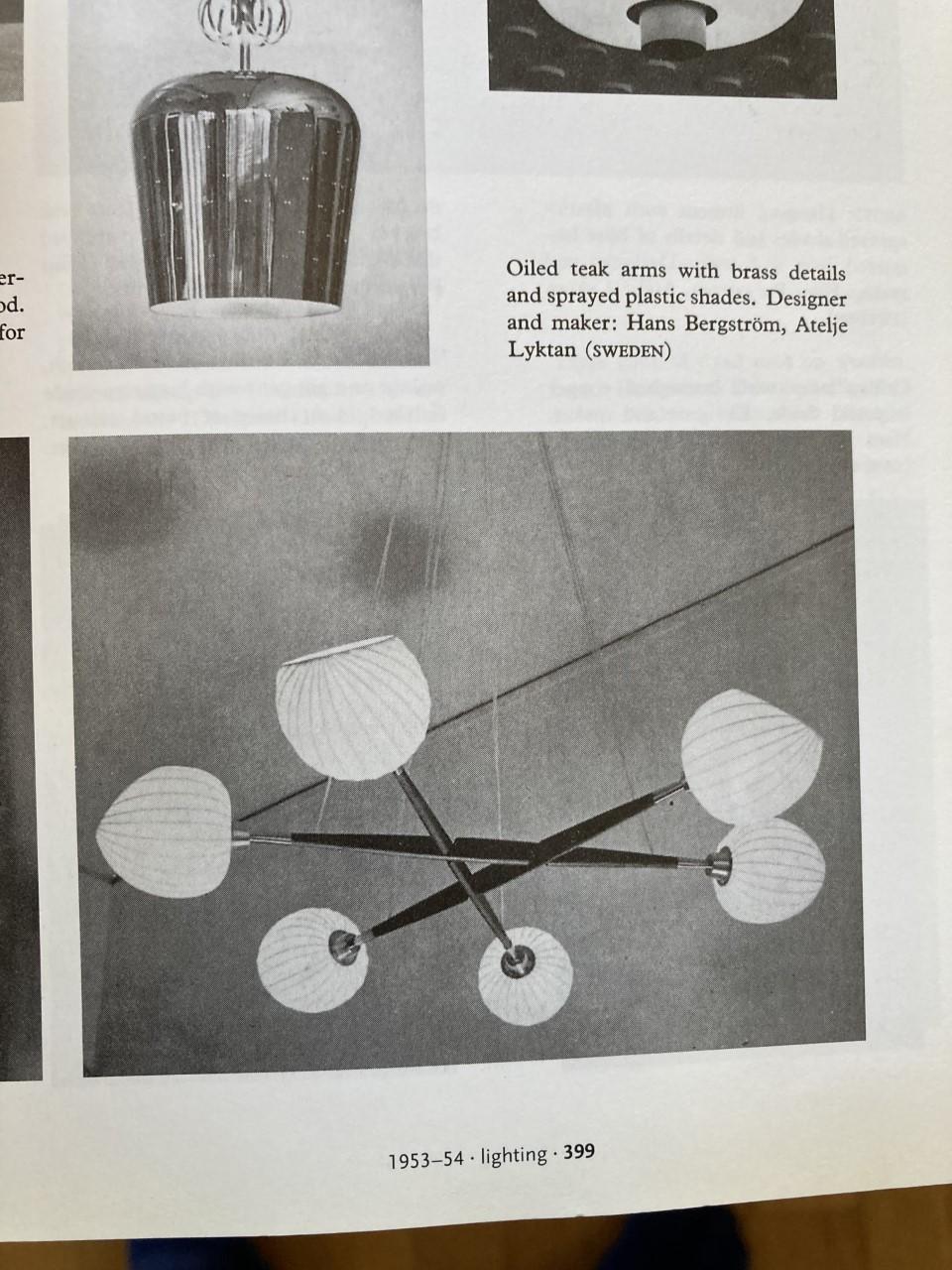 Hans Bergström, taklampa, ateljé Lyktan, 1950-tal.