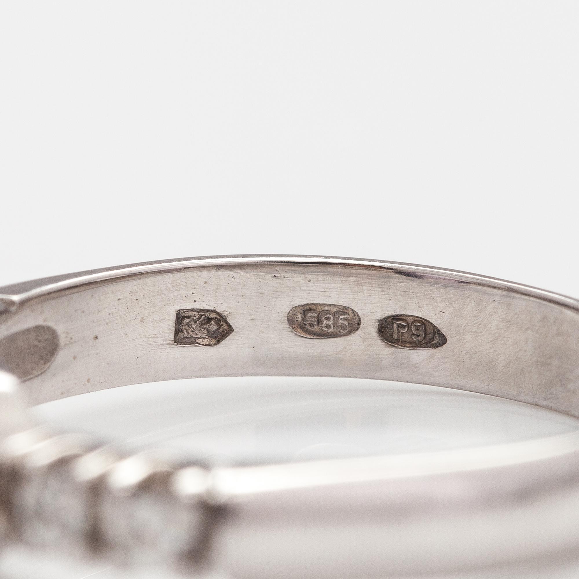 RING, 14K vitguld, rosa safir, diamanter ca. 0.10 ct tot. Finland 2016.