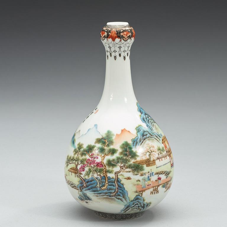 A famille rose vase, China, presumably Republic, 20th Century, with Qianlong four character mark.