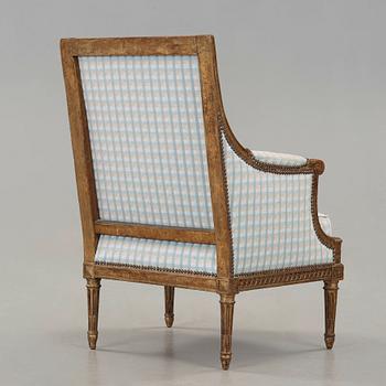 FÅTÖLJ SK BERGÈRE.  Frankrike, 1700-talets slut. Louis XVI.