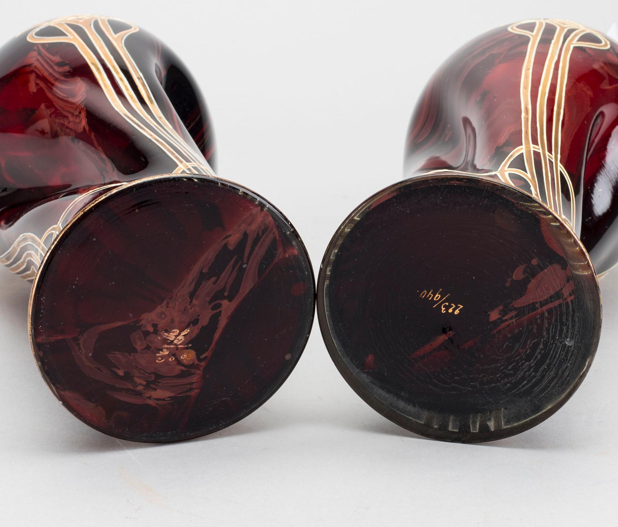 A pair of glas vases, 20th century,
