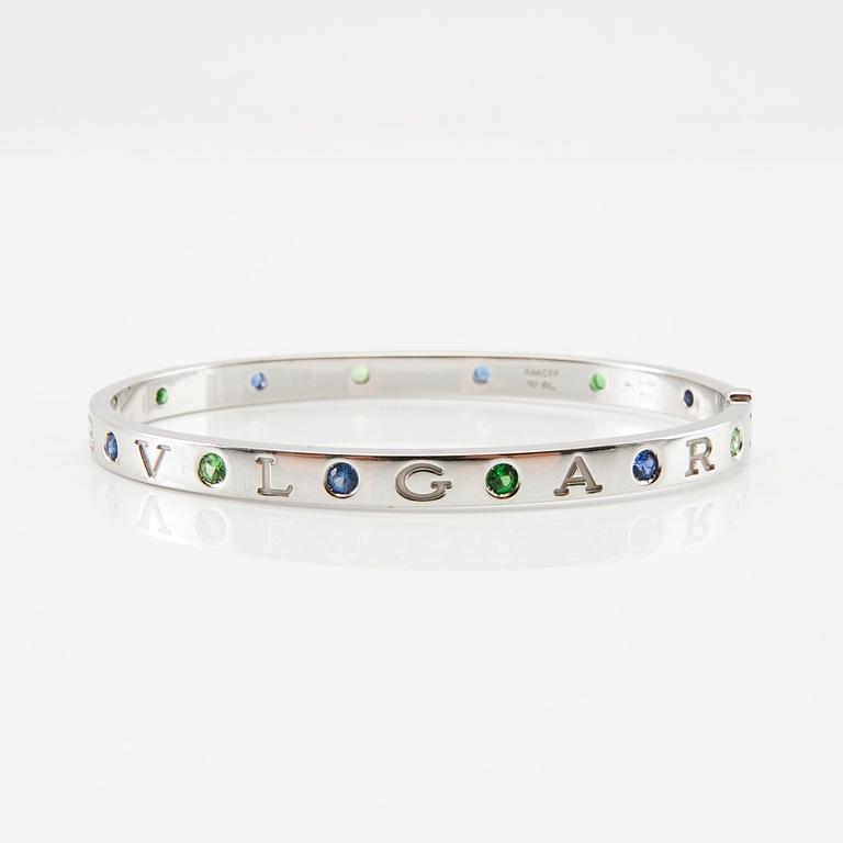 Bulgari, "Roman Sorbets" bracelet, 18K white gold with faceted tsavorites and purple sapphires.