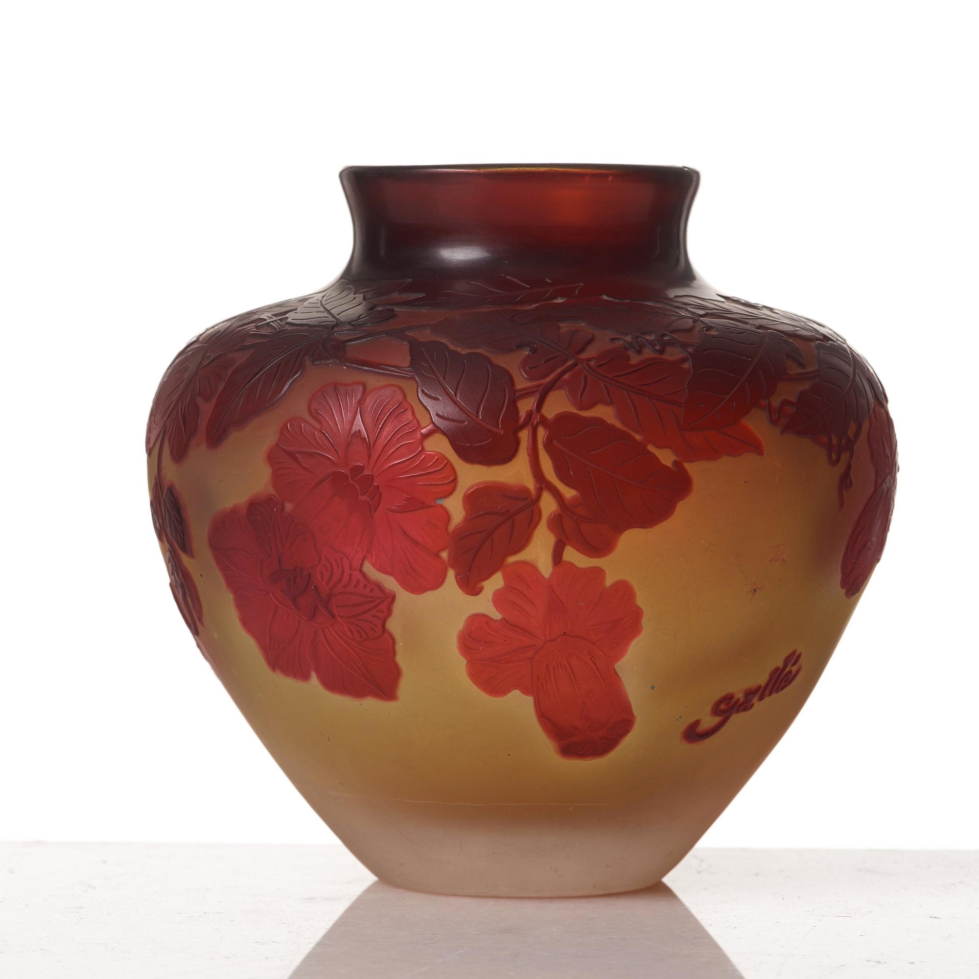 全商品オープニング価格！ Art an Gallé, Emile Nouveau France Nancy, vase, glass cameo 工芸ガラス