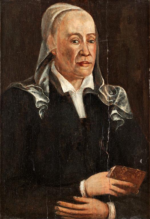 Portrait of a lady with a book.