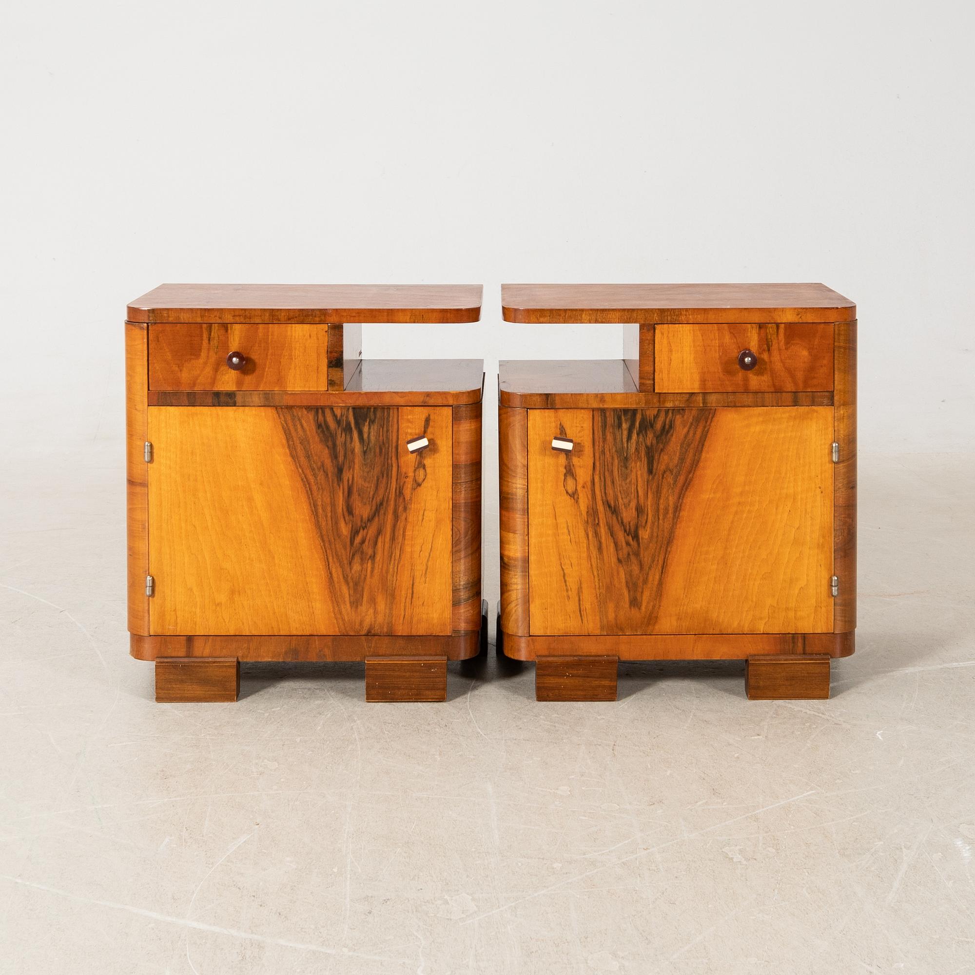 Nightstands, a pair, Art Deco, first half of the 20th century.