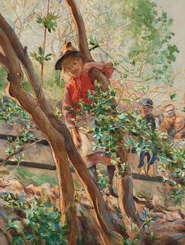 Carl Larsson, "På parkett" / "Parterre" / "Trädgård med lekande barn".