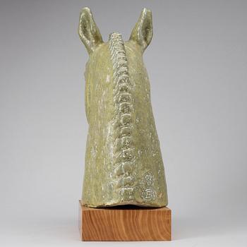A Gunnar Nylund stoneware figure of a horse's head, Rörstrand.
