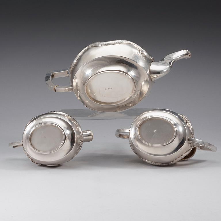 TESERVIS, tre delar, silver. Kina, oidentifierad mästare, 1900-talets början.