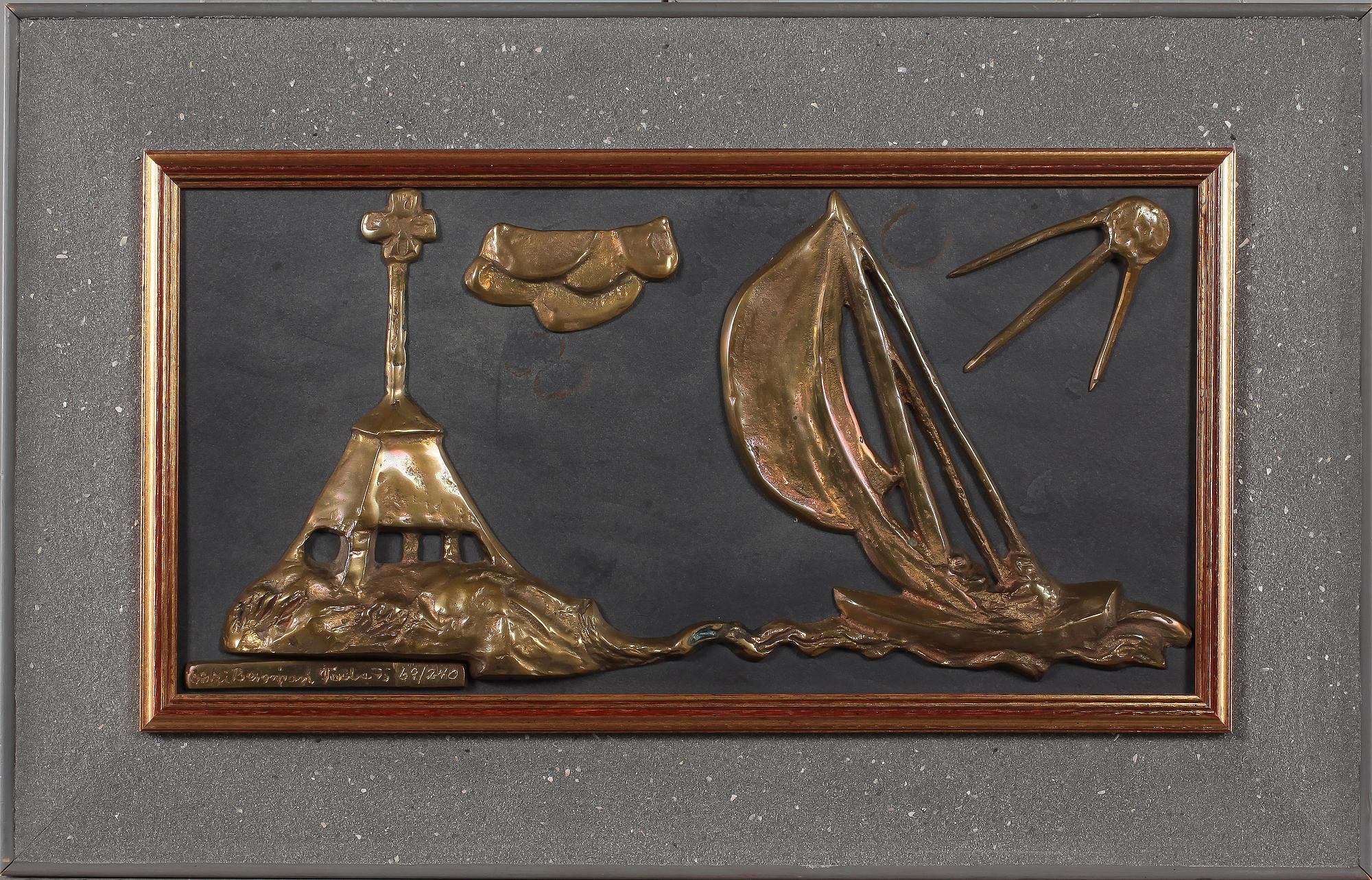 ASTRI BERGMAN-TAUBE, bronsrelief på schiffer, signerad, daterad 75 och numrerad 69/240.