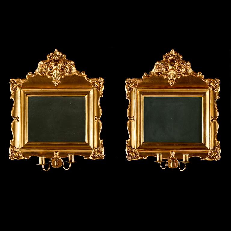 SPEGELLAMPETTER, ett par, nyrokoko, 1800-talets slut.