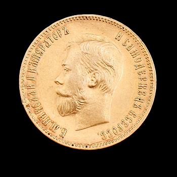 GULDMYNT, Ryssland, 1902. Vikt ca 8 gram.