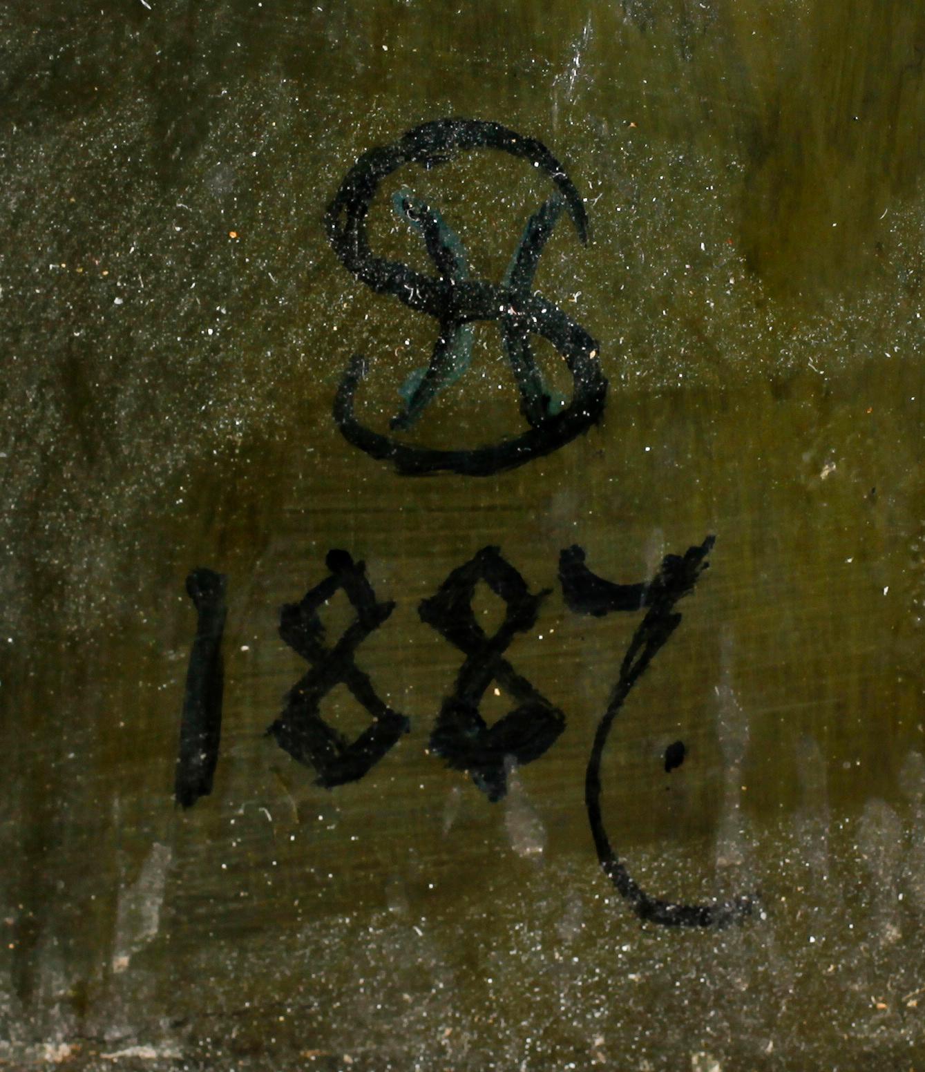 OKÄND KONSTNÄR, olja på pannå, monogramsignerad SH och daterad 1887.