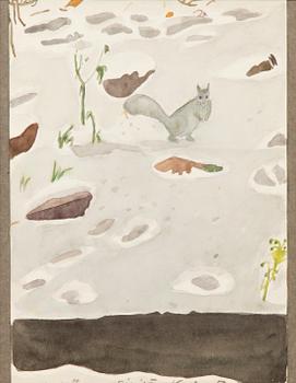 Greta Hällfors-Sipilä, Squirrel in a winter landscape.