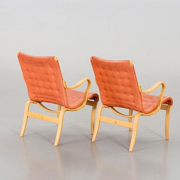 A PAIR OF BRUNO MATHSSON "MINA" ARMCHAIRS.